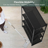 DEANIC 4 Tier Foldable Storage Shelves with Wheels, Large Capacity Shelving Unit, Freestanding Metal Wire Shelf Rack, No Assembly Organizer Rack for Garage Kitchen, Basement, Pantry(Black Pack of 2) DEANIC