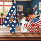 Simgoing 3 Pcs 4th of July Table Decoration Patriotic Wood Letter Memorial Day Wooden Sign Tiered Tray Decor Red White and Blue Decorations for Independence Day Farmhouse Table Home Tabletop Bookshelf Simgoing