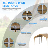 Carport 12x20 Heavy Duty Portable Garage,Galvanized Frame Carport Canopy,Portable Garages and Shelters with 8 Leg&4 Wind Rope,Car Tent Garage with All-Season Tarp for Truck Boat,Without Sidewall BUPPLEE