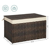 SONGMICS Storage Basket with Lid, 42.3 Gallon (160L) Storage Bin, Woven Blanket Storage Basket with Handles, Foldable, Removable Liner, Metal Frame, for Bedroom, Laundry Room, Brown URST76BR SONGMICS