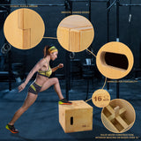 Yes4All 3 in 1 Wooden Plyo Box, Plyometric Box for Home Gym and Outdoor Workouts - 24x20x16" Yes4All