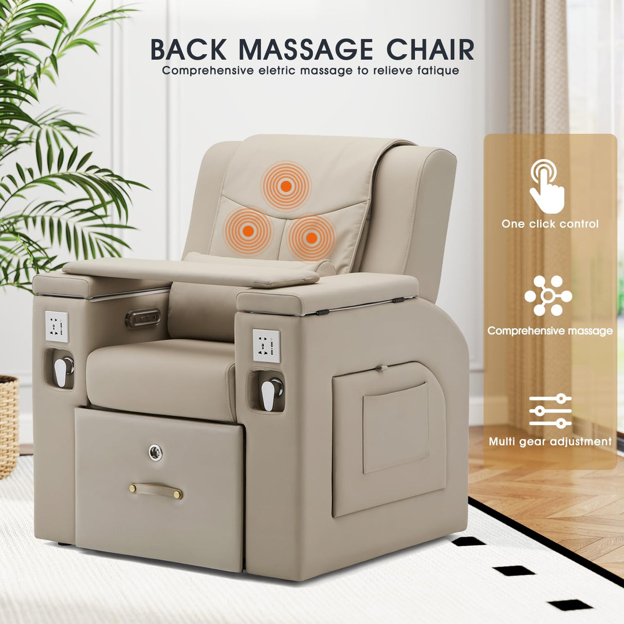 Artist hand Pedicure Spa Chair, Massage Chair, with Smart Foot Bathtub, Hand Wash, Salon Chairs for Manicure, Foot Bath (Grey) Artist hand