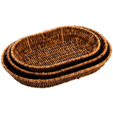 Hedume Set of 3 Wicker Baskets, Bread Baskets Sets, Tabletop Food Serving Baskets Trays, Handwoven Storage Basket Bin, Fruit Vegetables Sundries Storage Basket for Home, Restaurant, Bakery Hedume