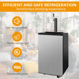 3.4 Cu.Ft. Kegerator, Keg Beer Cooler for Beer Dispensing with 4 Casters, CO2 Cylinder, Temperature Control, Drip Tray, Black Stainless Steel E-Macht