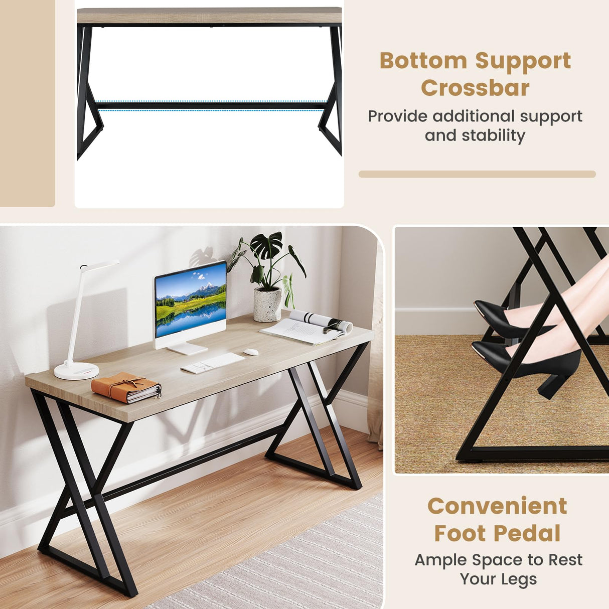 Giantex 10 FT Conference Table for 8-10 People, Modern 48" D x 118" W Large Meeting Table with Z-Shaped Metal Leg, Rectangle Conference Room Table for Office, Boardroom, Grey Oak Giantex