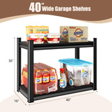 Rufokisa 40" W 2-Tier Garage Shelving Heavy Duty, 1000LBS Loads Garage Storage Shelves, Metal Shelving Units and Storage Racks, Industrial Utility Shelf Heavy Duty,40" Wx16 Dx36 H, Black Rufokisa