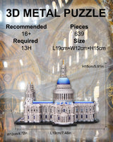 Piececool 3D Metal Puzzles for Adults, St. Paul's Cathedral Metal Model Kit, London Cathedral Architecture Building Kits, DIY Hobbies Crafts for Adult Family Time,Home Decor Best Gifts Piececool