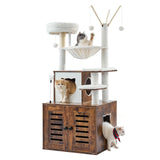 VEVOR Large Cat Tree with Litter Box Enclosure, 54.33 inches Tall, 2-in-1 Cat Tower, Multi-Level Cat Condo Furniture with Perches, Sisal Scratching Posts, Hammock, Big Kittens House for Indoor Cats VEVOR