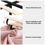 Queen Upholstered Led Bed Frame with Wheels Decor & Adjustable Curved Headboard Modern Car-Shaped Platform Bed with Detachable Pillows Solid Wooden Slats Support No Box Spring Needed, Velvet Pink Keyluv