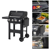 Monument Grills 4-Burner Liquid Propane Gas Grill, Black Stainless Steel Grill with Clearview® Lid and One Foldable Shelve for Outdoor Cooking Kitchen and Patio Backyard, Mesa420MF with BBQ Cover Monument Grills