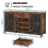 LVB Rustic Brown Large Bar Cabinet with Fridge Space and Storage Drawers LVB