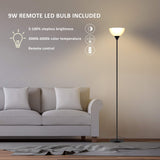 PESRAE Floor Lamp, Remote Control with Stpeless Color Temperatures and Brightness, Torchiere lamp for Bedroom, Living Room, Bulb Included (Matte Black) PESRAE