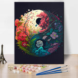 TUMOVO Paint by Numbers for Adults Beginner, Yin Yang Paint by Numbers Kits Romantic Beautiful Flowers Adult Paint by Number Acrylic Kids Paint by Number Kits Home Wall Decoration, 16 x20 Inch TUMOVO