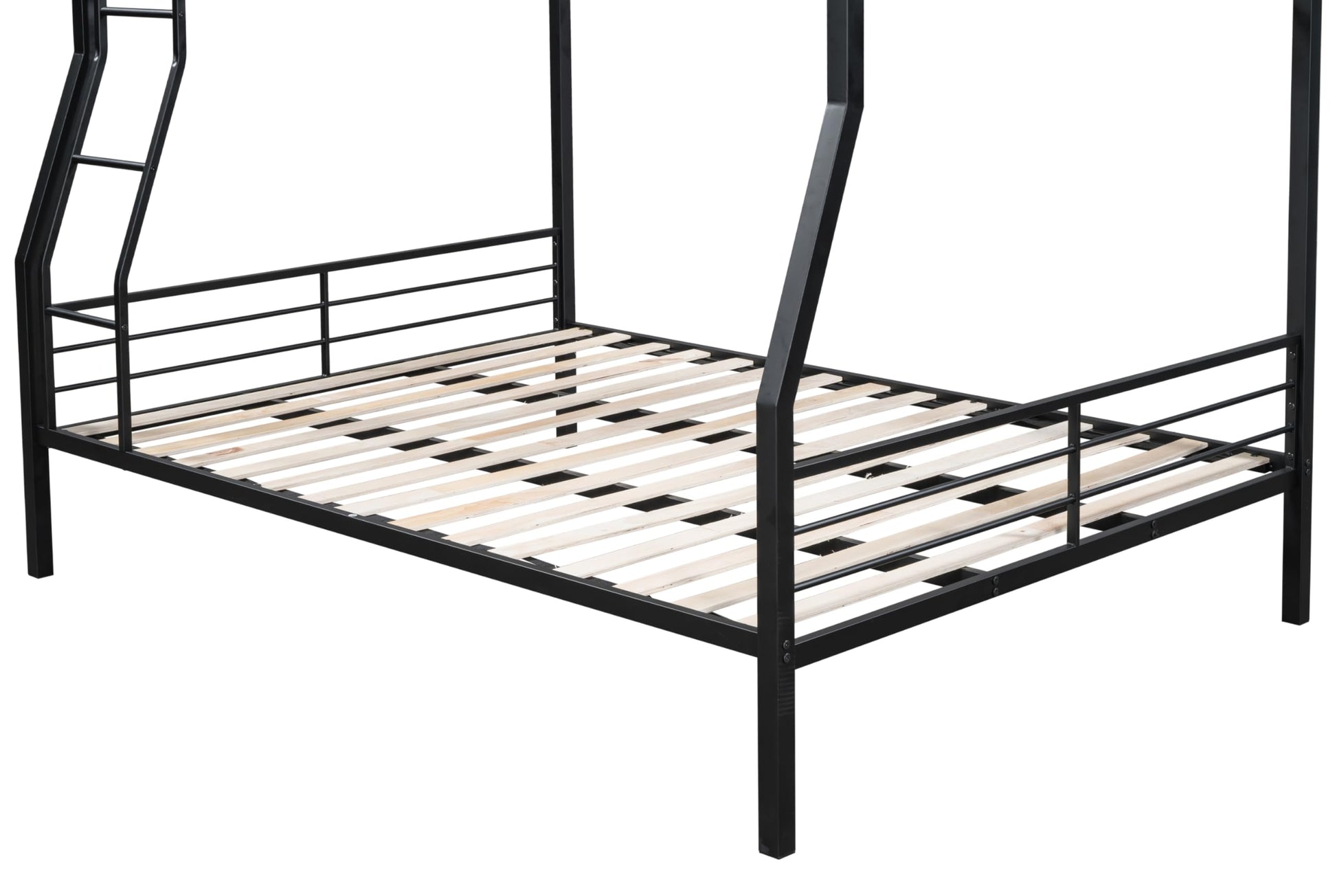 DNYN Space-Saving Full over Queen Bunk Bed with Metal Slat Support in Black - WoodArtSupply