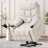 Esright Power Lift Recliner for Elderly, Electric Lift Chair with Heated Vibration Massage,Heavy Duty Electric Recliner with Side Pockets, USB Charge Port & Cup Holders, Cream Beige Esright