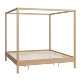 LUMISOL Canopy Bed Frame King Size, Solid Pine Wood Bed Frame with Wood Slats Support, Four Posters Bed Frame, No Box Spring Needed, Natural LUMISOL