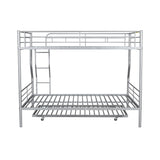 Harper & Bright Designs Full XL Over Queen Metal Bunk Bed with Trundle, Ladder & High Guardrail, Able to Split, Noise Free, Heavy-Duty Steel Loft Bed Frame with Safety Rail for Bedroom, Dorm (Silver) Harper & Bright Designs