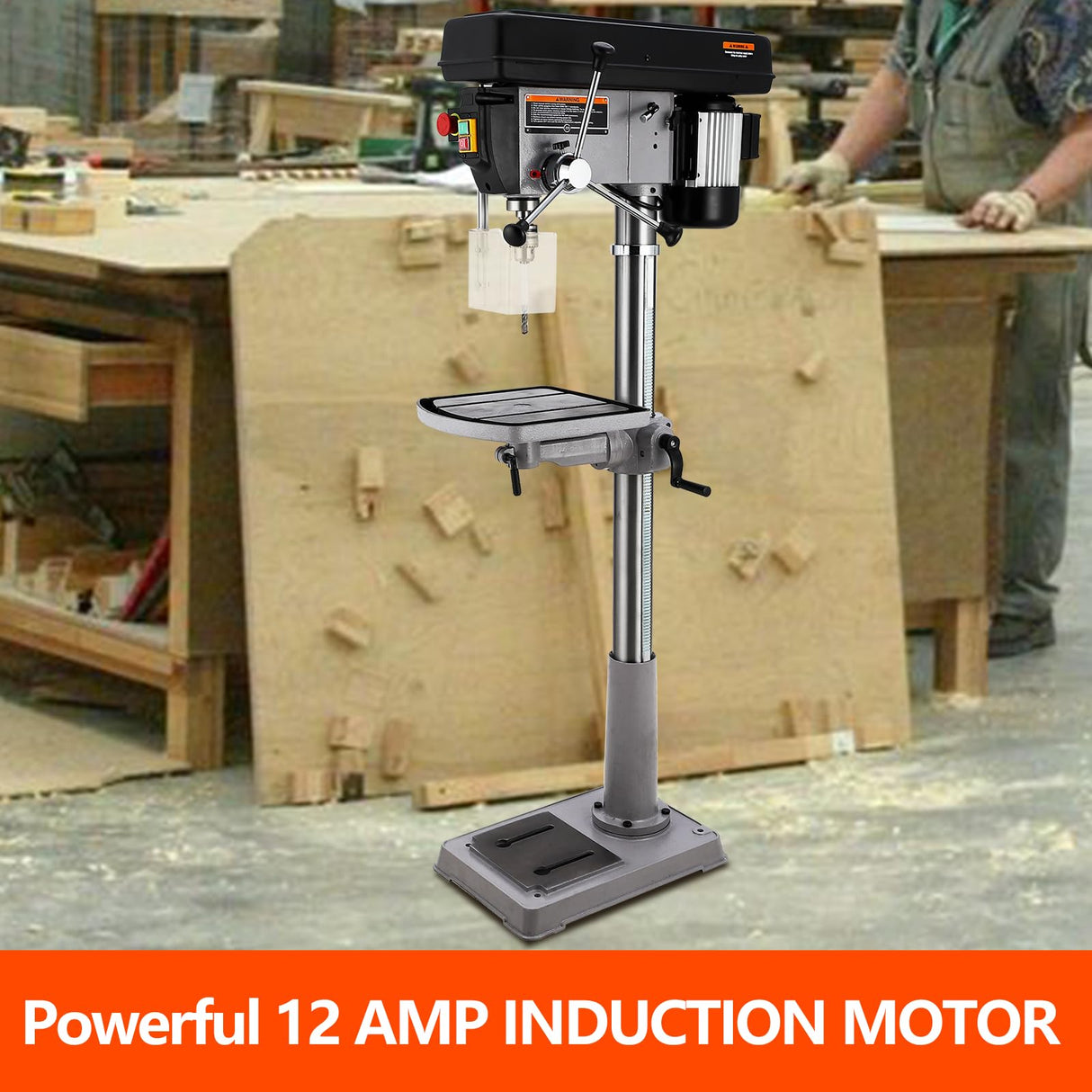 17 in Floor Drill Press with Swing-away Safety Guard, 12 Amp 120V Pure Copper Motor, 200-3630 RPM Variable Speed, 0-45° Tilting Worktable, Tabletop Drilling Machine for Wood Metal CuisinAid