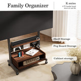 FITUEYES Rolling Floor TV Stand Mount for 40-85 Inch Large LCD/LED TVs TV Cart Heavy Duty Hold Up to 132 lbs Mobile Corner Stand with Mount for LCD/LED Flat Curved Screens with Wooden Large Storage FITUEYES