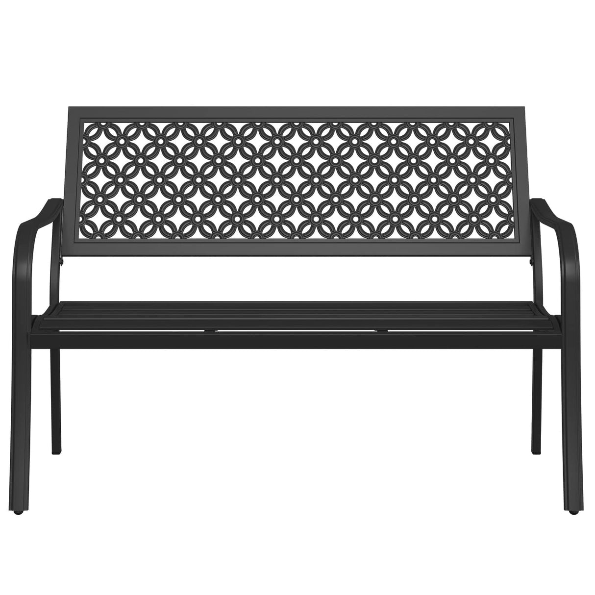 Grand patio 50" Outdoor Bench, Garden Benches with Anti-Rust Metal Powder Coated Frame, Patio Bench for Front Porch Park Outside Furniture Decor, Black Grand patio