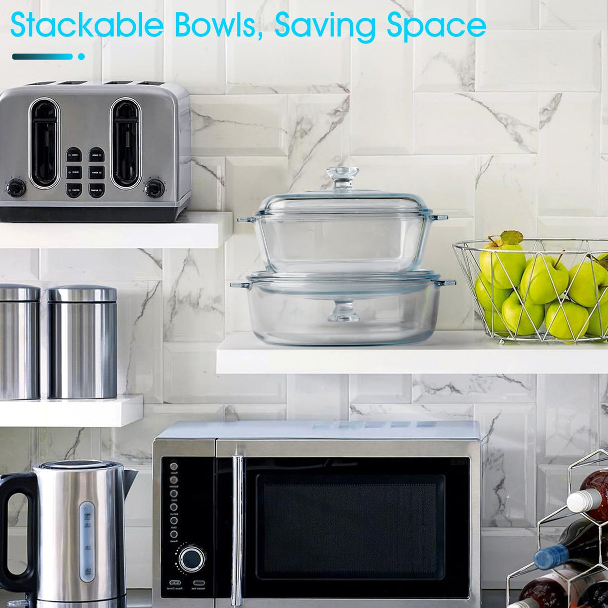 NUTRIUPS Small Glass Casserole Dish with Lid Oven Safe Casserole Dish Set 2 Pack(7.8in Square+8in Round), Microwave Safe Bowls With Lid Casserole Cookware NUTRIUPS