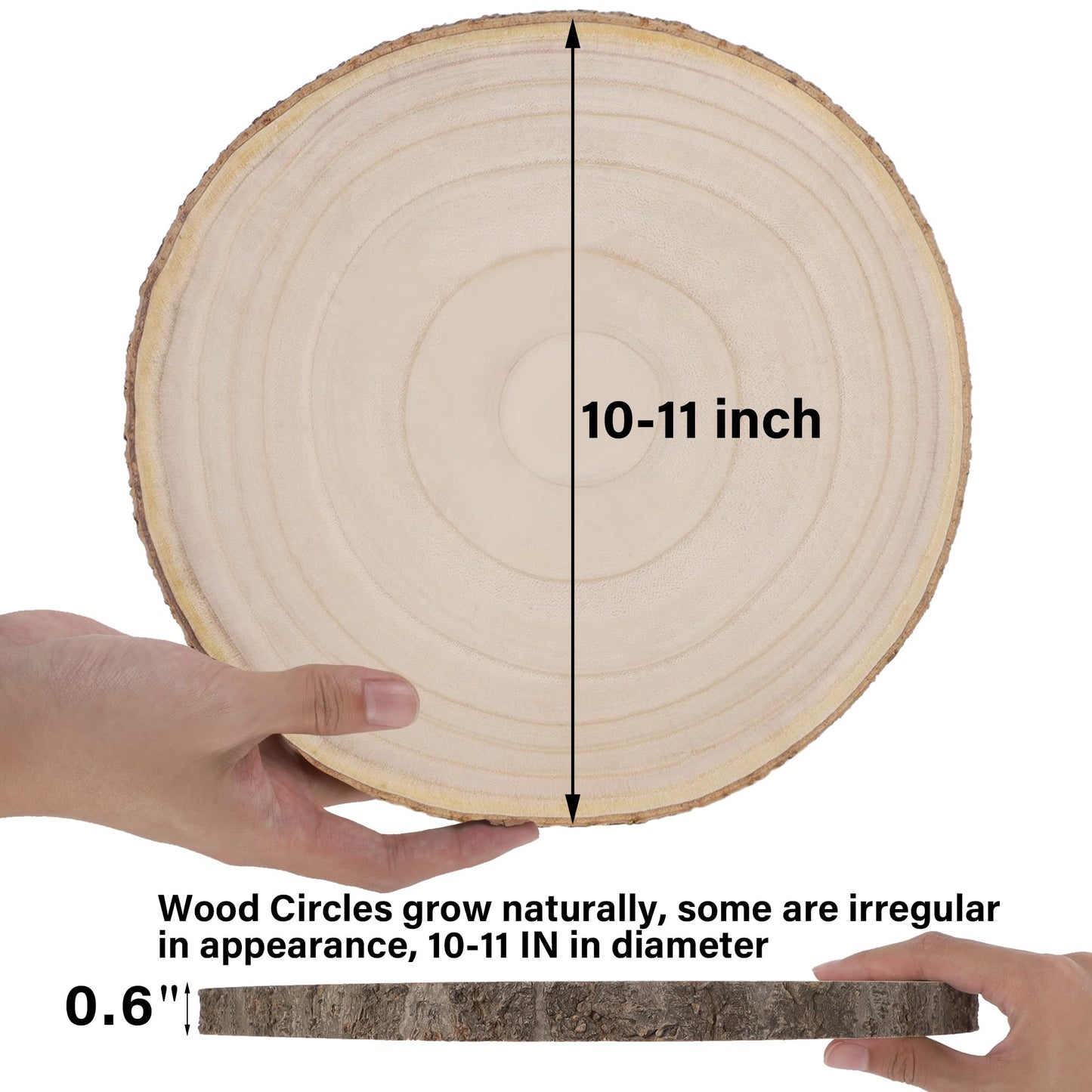 Sancodee 8 Pcs Large Unfinished Wood Slices, 10-11 Inches Wood Slabs for Centerpieces Natural Wooden Circle, DIY Wood Centerpieces for Tables Wedding Party Door Sign Decor