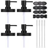 Watsango Mason Jar Soap Dispenser Set, Rustproof Plastic Lotion Pump and Lids Accessories for Regular Mouth Mason Jar and Farmhouse Kitchen Counter Decor- 4 Pack Black Watsango