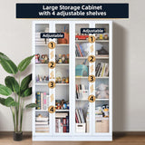 Alvisyd 72" Modern White Metal Display Cabinet with Adjustable Acrylic Doors and 5 Tiers Alvisyd