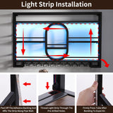 3-Tiers 47in Wine Rack Wall Mounted with LED Light, Floating Bar Shelves for Liquor Bottles Metal Industrial Display Shelf for Home Kitchen Bar Cafe Decoration, No Assembly Required Boshen