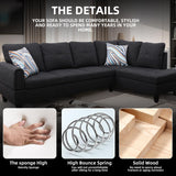 GlasFlength L Shaped Sectional Couch Sofa with Ottoman, Modern Couches for Living Room, Microfiber Facing, Bedroom GlasFlength