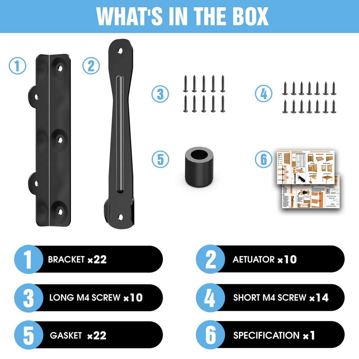 Suemisi Louver Bracket Kit, Louver Haedware Set, Sunblind System and Fence Louver System for Garden, Shutters and Blinds,Complete Kit for 11 Boards Black (1) Suemisi
