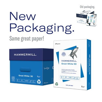 Hammermill Printer Paper, Great White 30% Recycled Paper, 8.5 x 11-1 Ream (500 Sheets) - 92 Bright, Made in the USA, 086710