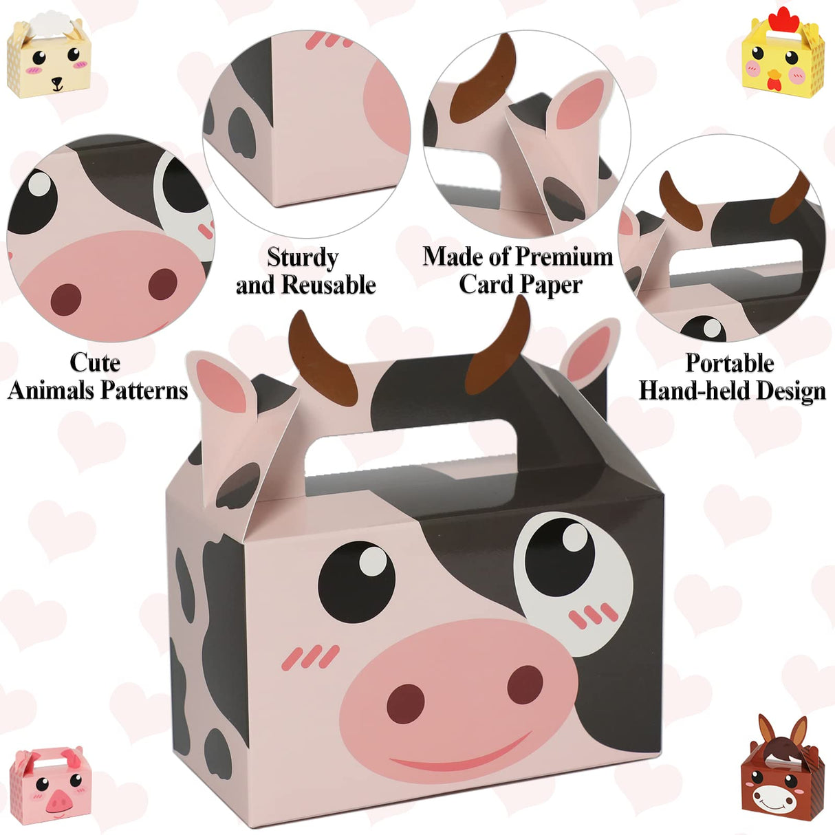 24 Pack Farm Animal Party Favor Boxes Farm Theme Birthday Goodie Boxes Farmhouse Animals Candy Christmas's Day Gift Bags Barnyard Candy Treat Boxes for Girls Kids Baby Shower Birthday Party Supplies Tevxj