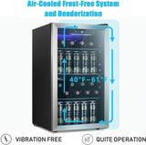 Antarctic Star 26 Bottle 130 Can Wine Cooler/Cabinet Beverage Refrigerator Mini Wine Cellar Beer Soda Clear Glass Door Bar Fridge Quiet Compressor Adjust Temp Freestanding Indoor Use 3.2cu.ft Black Antarctic Star