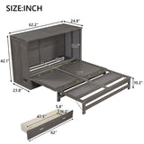 Harper & Bright Designs Murphy Bed Queen Cabinet Built-in USB Charging Station and Large Storage Drawer, Hidden Guest Cube Chest Beds for Bedroom/Living Room/Apartment Gray Harper & Bright Designs