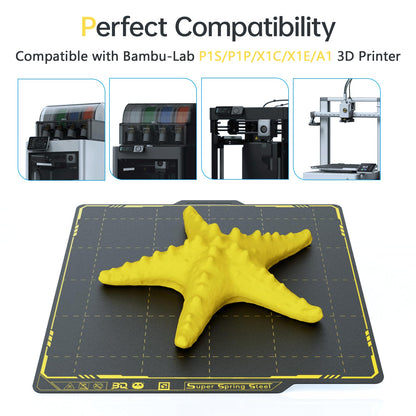 BIGTREETECH SSS Double-Sided Panda Spring Steel Build Plate Compatible with Bambu-Lab X1C/X1E/P1P/P1S/A1 3D Printer, 258x258MM(10.16x10.16in) Ultra-Flexible Sheet Removable Surface Platform ( - WoodArtSupply