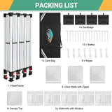 COBIZI 10x30 Canopy Party Tent with 8 Walls 10x30 Pop Up Tent for Parties Waterproof UPF 50+ Outdoor Commercial Event Tent for Party Backyard Gazebo Canopy with Sidewalls & Sandbags(White,10x30ft. COBIZI