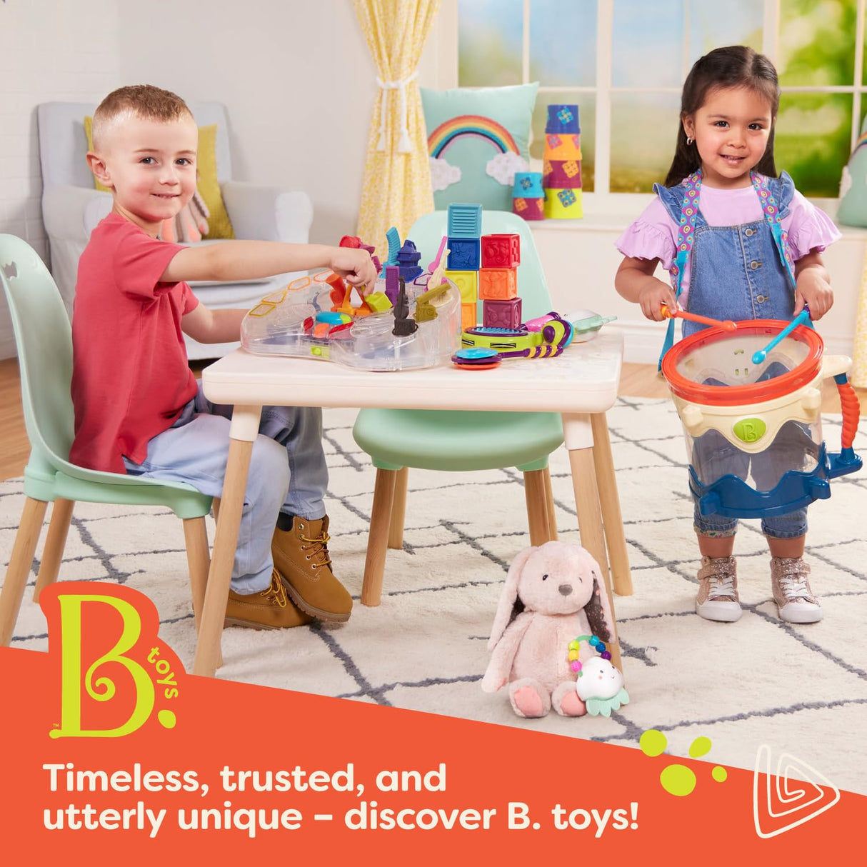 B. toys- B. spaces- Step Stool for Kids – Ivory & Wood Stepping Stool for The Bedroom, Bathroom, Kitchen – Furniture for Toddlers – Peek-A-Boost – 2 Years + B. toys