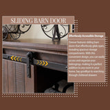 IFGET Farmhouse 5 Drawers Dresser for Bedroom, 47" Tall Chest of Drawers w/Sliding Barn Door, Rustic Wood Dressers Organizer w/Adjustable Shelves for Bedroom, Living Room, Kitchen, Brown IFGET