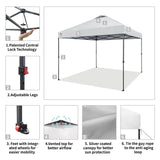 CROWN SHADES 10x10 Pop Up Canopy - Beach Tent with One Push Setup - Outdoor Canopy Tent with STO-N-Go Cover Bag for Events, Parties, Silver Coated Top, 3 Height & 4 Sand Bags, White CROWN SHADES