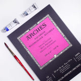 Arches Aquarelle Watercolor Pad, Hot Pressed, 140lb/300gsm, 12 Sheet, 9x12 inch, Arches Watercolor Paper 100% Cotton Arches