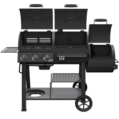 OKLAHOMA JOE'S® Canyon™ Charcoal and Propane Gas Combination Smoker and Grill, Black Steel, 24203004