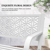 VINGLI 50" Outdoor Bench Metal with Floral Back, Garden Bench Front Porch Bench for Yard Patio Entryway Park Outside, 800lb Capacity - White VINGLI