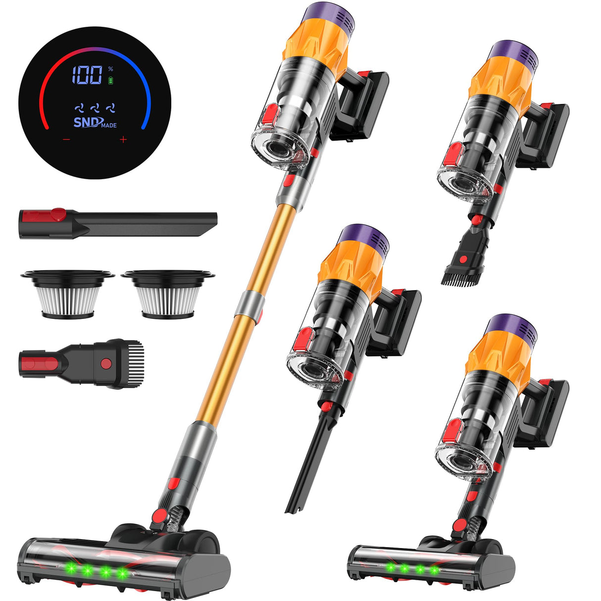 Cordless Vacuum Cleaner w/LED Display, 550W Self-Standing Cordless Stick Vacuum Cleaner for Home, Removable Battery/Lightweight/Rechargeable Pet Vacuum Cordless for Pet Hair/Hardwood Floor/Carpet VCC