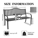 SHGJ&SOFT Outdoor Bench, Garden Bench, Cast Iron Metal Frame Patio Park Bench with a Small Table, for Porch, Lawn, Garden, Yard (D2644BK-1) SHGJ&SOFT