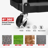 Collapsible Cart with Wheels, Service Cart, Rolling Carts with Wheels Foldable, 3 Tier Rolling Utility Cart, Folding Utility Shopping Cart for Bar, Kitchen, Office, Shopping, Garage PioneerWorks