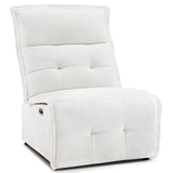MCombo Wall Hugger Armless Power Recliner Chair with USB Ports, 29.5" Extra Wide Seat, Oversized Fabric Powered Reclining Sofa for Living Room, Small Space, ALR01 (Cream White) MCombo