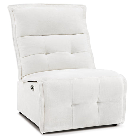 MCombo Wall Hugger Armless Power Recliner Chair with USB Ports, 29.5" Extra Wide Seat, Oversized Fabric Powered Reclining Sofa for Living Room, Small Space, ALR01 (Cream White) MCombo