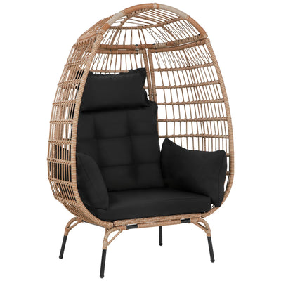 Oversized Egg Chair with Stand, Room Decor Aesthetic Reading Chair, Lounge Chairs for Outside Wicker Egg Chair, Outdoor Chairs Comfortable Rattan Chair, 352Lb Capacity Patio Chairs Outdoor Furniture