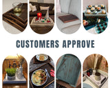 Serving Trays Set of 3 - Ottoman Wood Trays for Entertainment, Food and Décor - Rustic Farmhouse Distressed Wood Finish - Solid White Comfify